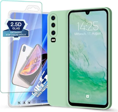 Produktbild von Hülle für Huawei P30 mit 9H Displayglas Displayschutz Plus Case Cover Bumper Silikon Softgrip Schutzhülle Farbe: Türkis