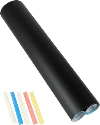 Imagen del producto de Película adhesiva para pizarra, de 43 x 300 cm, con 5 rotuladores de tiza, ideal para la cocina