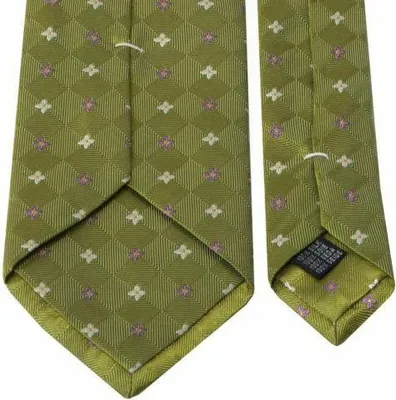 Produktbild von Grüne Herren Krawatte aus Seiden-Jacquard mit floralem Muster, feines Gewebe