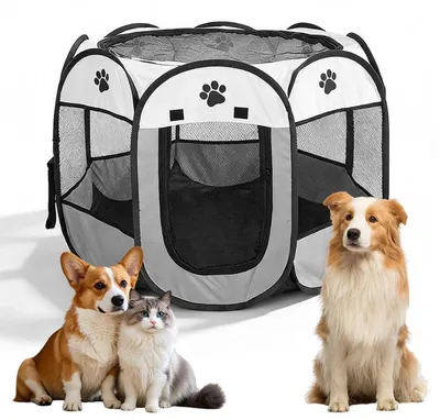Produktbild von Faltbarer Welpenauslauf 73x73x43cm, Wasserdichtes Oxford-Gewebe, Hundebox für Innen & Außen