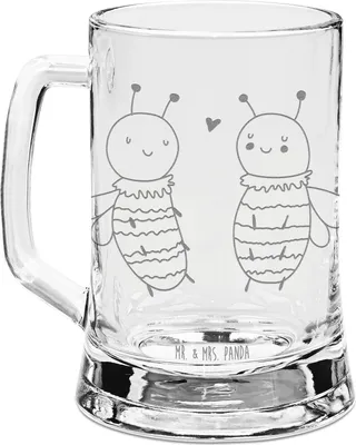 Produktbild von Mr. & Mrs. Panda Seidel Biene Verliebt - Transparent - Geschenk, Krug, Bierkrug Glas, Humpen, Mit Gravur, Bierhumpen