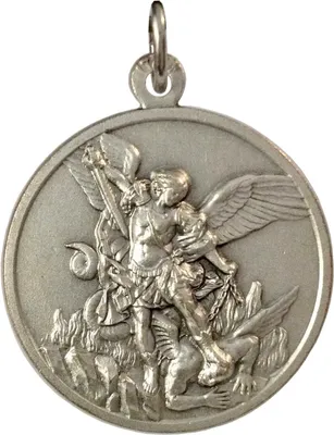 Imagen del producto de Medalla del Arcángel Miguel, latón, 32 mm, protección espiritual