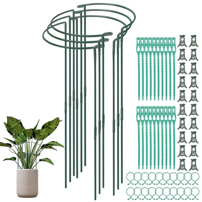 Imagen del producto de Omgoods - Juego de 6 soportes para plantas con aro metálico, ideales para plantas de jardín