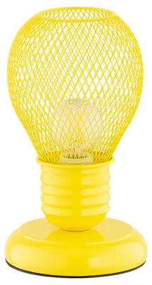 Produktbild von Tischlampe in Form einer Glühbirne, Modell PIKOLO, gelb-orange, 1xE14x10W, Metall, Abmessungen: 21x11x11cm, IP20, Marke: Alfa