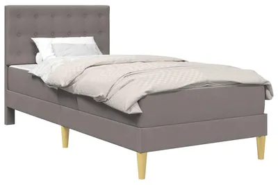 Image de Cadre de lit avec matelas Taupe 90 x 200 cm tissu