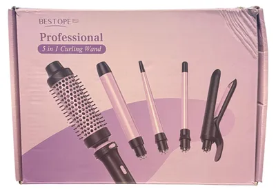 Produktbild von BESTOPE PRO Lockenstab, 5 in 1 Lockenstäbe Set mit Glätteisen, Thermobürste, 3 Keramische Lockeneisen (9mm- 25mm) für Große Locken, 13 Temperaturen, Hair Curler mit Hitzebest.Matte, Handschuh, Klammer
