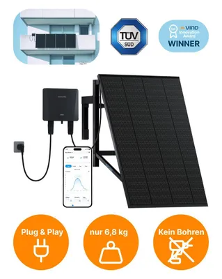 Produktbild von Sunshare Ray Balkonkraftwerk 200W für Beton-Balkon – Solaranlage Komplettset Plug&Play mit Wechselrichter & Schuko-Stecker
