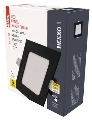 LED podhledové svítidlo NEXXO černé, 12 x 12 cm, 7 W, teplá/neutrální bílá