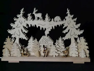 Produktbild von Schwibbogen mit Winterkinder und Beleuchtung BxHxT 50x31x7cm NEU