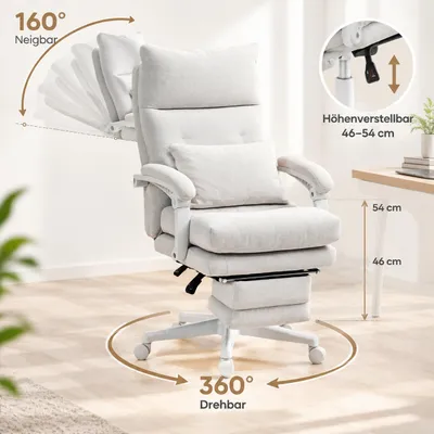 Image de Chaise de bureau Chaise de bureau ergonomique avec soutien lombaire, dossier haut, repose-pieds, chaise pivotante réglable en hauteur