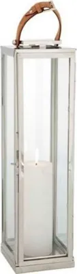 Produktbild von Casa Padrino Designer Deco Laterne Nickel Finish 19 x 19 x H. 70 cm - Luxus Qualität