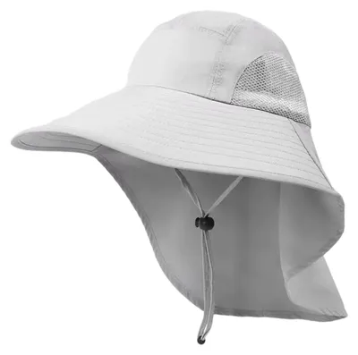 Produktbild von 1 Herrenhut mit breiter Krempe, atmungsaktiver, schnelltrocknender Sonnenhut für Damen und Herren mit verstellbarem Kinnriemen, faltbarer Nackenschutz für Outdoor-Aktivitäten