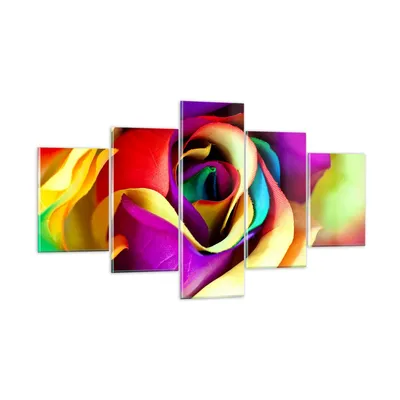 Produktbild von Bilder auf glas - Blume Farbe Rose - 125x70cm - Glasbilder - Wandbilder - Kunstdruck - zum Aufhängen bereit - Wanddekoration aus Glas - Glas Bilder - Wandbild auf Glas - 5 Teile - GEA125x70-3623