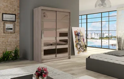 Obrázek produktu pro Šatní skříň se zrcadlem Sara - šířka 120 cm, lanýž