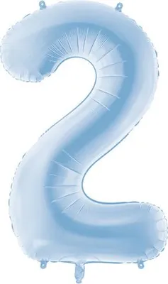 Produktbild von Folienballon Nummer „2“, 86cm, nebelblau