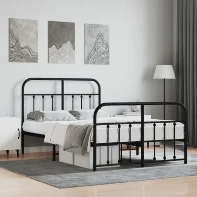Image de Maison Exclusive - Cadre de lit avec tête et pied de lit en métal noir 120x200 cm