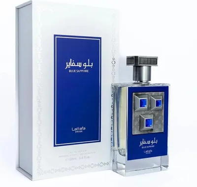 A perfume bottle and its box are displayed against a white background.