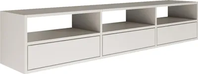 Produktbild von Selsey Framme – hängendes TV-Board mit drei Klappen und offenen Ablagen, Weiß, 150 cm