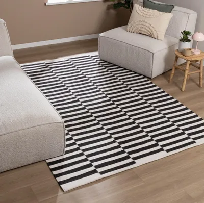Image de Volero - Couloir lavable - Dazzle Blocks Noir/Blanc - 140x200 cm