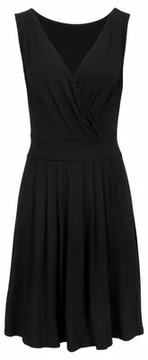 Produktbild von BEACH TIME Jerseykleid mit tiefem V-Ausschnitt in Wickeloptik, taillenbetont schwarz Größe 44