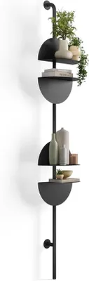 Produktbild von Wandregal mit Ablagen – Aufbewahrungsregal – Ordnungssystem – Verstellbare Ablagenhöhe – 35 x 24 x 69 cm – Schwarz