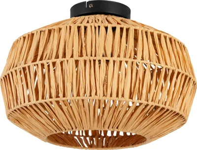 Produktbild von EGLO Deckenlampe Sheldon, Wohnzimmer Deckenleuchte Boho, Wohnzimmerlampe mit Lampenschirm aus Bast Papier, Lampe Decke mit E27 Fassung, Ø 38 cm