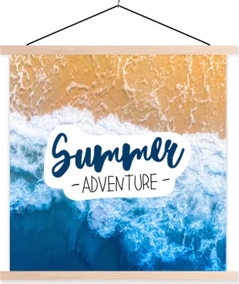 Produktbild von MuchoWow® Textilposter Meer - Strand - Zitate 40x40 cm mit holzfarbenen Rahmen - Posterleiste