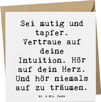 Produktbild von Mr. & Mrs. Panda faltkarte Spruch Mutig zu sich selbst stehen - Weiß - Geschenk, Unterstützung, Glück, Vertrauem, Glückwunschkarte, Selbstliebe, träumen, Zuversicht