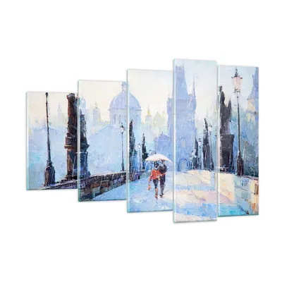 Produktbild von Bilder auf glas - Brücke Stadt Prag - 150x100cm - Glasbilder - Wandbilder - Kunstdruck - zum Aufhängen bereit - Wanddekoration aus Glas - Glas Bilder - Wandbild auf Glas - 5 Teile - GEG150x100-3416