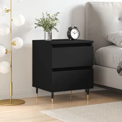 Image de vidaXL Table de nuit Noir 40x35x50 cm Bois composite - Table de nuit - Tables de chevet - Table de nuit