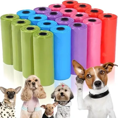 Zdjęcie produktu dla Ibenzoa® – worki na odchody dla psów – wyjątkowo wytrzymałe, odporne na wilgoć, o wymiarach 30x22 cm, 150 sztuk (10 rolek x 15), elastyczne, szczelne, wielokolorowe