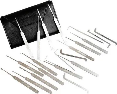 Produktbild von Famanu Lockpick Set Professionelles Dietrich Set Elite 23 - 23 Teile - 0,4 mm Klingenstärke