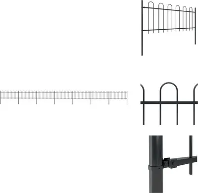 Image de vidaXL Clôture de jardin avec design d'arceau Acier 11,9 x 0,8 m Noir - Panneaux de clôture