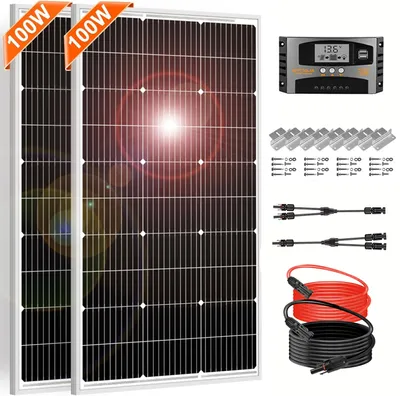 Produktbild von 200W Solarpanel Kit Mono PV Paneele Caravan Off-Grid System Solar für Van Boot