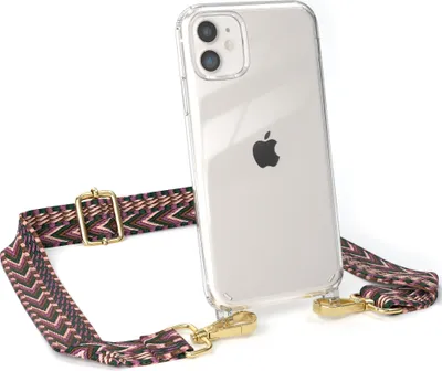 Produktbild von EAZY CASE Handykette - Verstellbarer Trageriemen kompatibel mit Apple iPhone 11, Handykordel mit transparenter Silikon-Hülle, Band in Lila