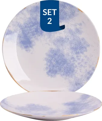 Produktbild von James Cooke Clouded Charm, Teller flach, Ø 27 cm, 2 Stück, blau/weiß Steinzeug