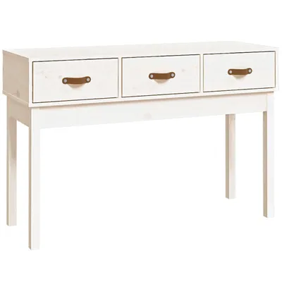 Image de vidaXL Table console blanc 114x40x75 cm pin massif