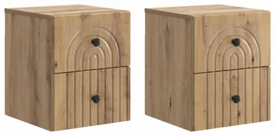 Produktbild von "2026 Moderne"Wandmontierter Nachttisch 2er-set elegantes Design - Nachtschrank - für Schlafzimmer - Artisan-Eiche 33x34,5x40cm - Nachttische & -schränke DEMöbel450893