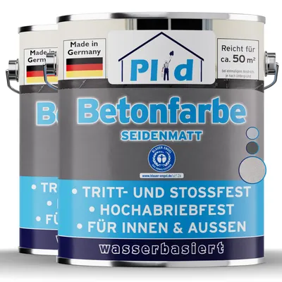 Produktbild von Plid Betonfarbe 5L Kieselgrau – für ca. 50m² / Bodenbeschichtung Bodenfarbe Sockel – Innen- & Außenbereich, wetterfest & abriebfest