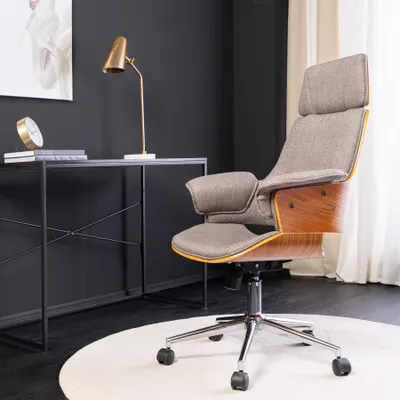 Produktbild von riess-ambiente Höhenverstellbarer Bürostuhl MANHATTAN grau Walnuss mit Armlehne drehbar