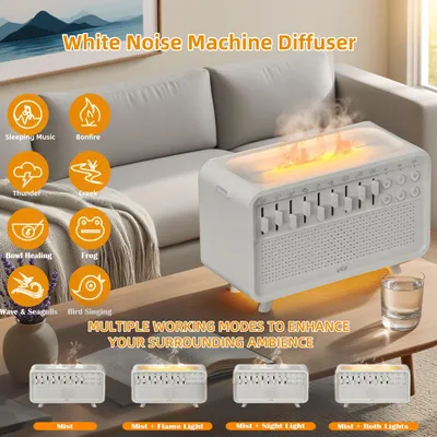 Produktbild von 4-in-1 White Noise Machine, Weißes Rauschen Humidifier mit 8 Naturgeräusche, Sleep Sound Box mit Bluetooth Lautsprecher & 3 Timers, Aroma Diffusor