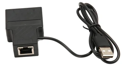 Image de Répartiteur Ethernet 100 Mbps RJ45 1 vers 2, adaptateur de répartition Ethernet haut débit avec câble d'alimentation USB