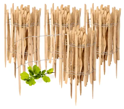 Produktbild von Gartenzaun zum Stecken aus Haselnüsse Zaun Garten Staketenzaun Beeteinfassung Holz GD-0156 (4 Stück, 60 cm x 500 cm)