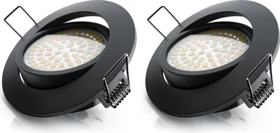 Obrázok produktu pre Brandson 2x LED stropné bodové svietidlá stmievateľné a otočné zapustené bodové svietidlá s hliníkovým rámom v čiernej farbe