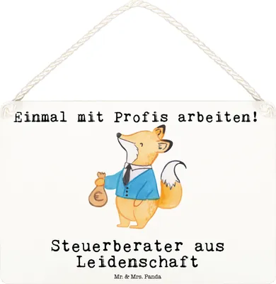 Produktbild von Mr. & Mrs. Panda wandtafel Steuerberater Leidenschaft DIN A6 - Weiß - Geschenk, Holzschild, Deko Wandbild, holzbild, Schild, kleine aufmerksamkeit, Türschild
