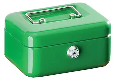 Produktbild von Kleine, grüne, abschließbare Geldkassette für die sichere Aufbewahrung