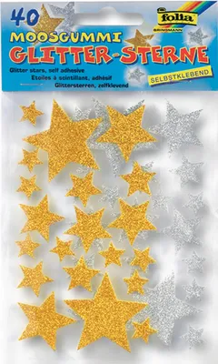 Produktbild von folia Moosgummi Glitter-Sticker "Sterne I" sortiert 40 Stück