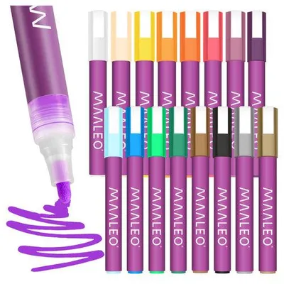 Produktbild von Acrylfarbenmarker-Set, 16 Farben, wasserfest, 8 ml