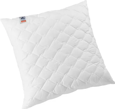A white quilted pillow on a white background.