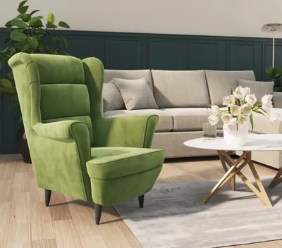 Immagine prodotto di The Living Store poltrona in velluto verde chiaro